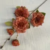 Fleurs décoratives plantes artificielles 5 têtes Rose de montagne de neige avec de longues Branches et feuilles décoration de jardin de maison