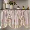 Cortinas onda rosa bordado flores janela valance sala de estar elegante renda cortina valance fita de renda cortinas curtas cozinha # a377