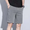 Men's Shorts Summer thin plain weave short sleeved mens business knee length pants straight beach shorts Korean fashion gray pants mens brand clothing J240325