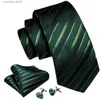 Cravatte Cravatte Cravatte per uomo Fazzoletto Gemelli Blu Rosso Nero Oro Verde Viola Bianco Strisce Matrimonio Business Party Cravatta Set BarryWang Y240325