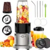 Personal Milkshakes and Smoothies, 6-leaf Kitchen 850 Watts, 17 Smoothies with Grinder, 2 20 Ounce Portable Cups, Countertop Mixer Suitable for Fruits, Protein