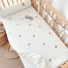 Baby Fitted Sheet Bed Crib 60x12070x130 Cotton Quilted born Boys Girls Diaper Mattress Protector Cover Bedding Set 240313