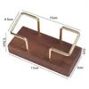 Decorative Plates Card Storage Business Holder Walnut Wood Beech Organizer Metal Tabletop Shelf Cards Display Stand