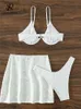 Set sexy SingREINY Solid Beach Set intimo sexy per costumi da bagno Set trasparente per il corpo Set intimo per bikini ultra sottile per vacanze di moda C24325