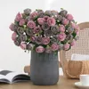 Flores decorativas à prova de intempéries arranjos florais artificiais realista ramo de rosa com haste 10 cabeça decoração de flor falsa para casa