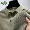 Heren Geborduurd Merk Gebreid Cool Poloshirt Lente/Zomer High-end Fi Busin Casual Ademend Korte Mouwen T-shirt 99Fo #