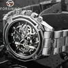 Forsining Men Watch Stainless Steel Military Sport Wristwatch Skeleton Automatic Mechanical Male Clock Relogio Masculino 0609 Y190316M