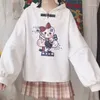 Sudaderas con Capucha para Mujer Mangas de otoño Jersey con Estampado de Oso Desmontable Sudadera con Capucha Dulce Mujer Kawaii Hebilla Cuello con Capucha Adolescente Chica Outwear