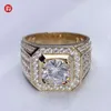 GIGEWE 3.0Ct coupe ronde Moissanite blanc D couleur 9K/14K/or jaune bague homme