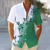 Camisas casuales para hombres tops de verano camisa de manga corta botones de solapa de solapa flores a cuadros azul rojo cómodo material suave transpirable 2024