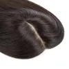 Toppers Skin Base de seda Human Human Hair Topper com renda respirável e PU em torno de 4 clipes em calçados de cabelo virgens para mulheres