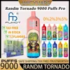 Оригинальный RandM Tornado 9000 Pro с цифровым дисплеем Puff 9K Одноразовая сетчатая катушка для вейпа Перезаряжаемые электронные сигареты 0% 2% 3% 5% Vaper Fumot Vapes Pen 52 вкуса на складе 12k 15k