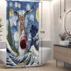 Curtains Hero Great White Shark With Gun Cat Funny Shower Curtain For Bathtub Cover Bathroom Cover Bathing Extra Large Wide 12pcs Hooks