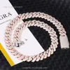 20 mm breda 4 rader Hiphop Diamond Cuban Link Chain Gra Moissanite Sterling Sier Guldplatta Fina smycken Halsband armband