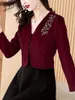 女性用ジャケットチョンサムジャケットベルベットトップスモールショール2024春と秋のファッションショートコートK390