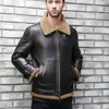 Veste en cuir pour hommes Hommes Veste en peau de mouton Veste d'extérieur en peau de mouton Bomber Aviator Manteau de fourrure en cuir véritable Veste pour homme Vintage TJ46 Z3FD #