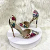 789 Chaussures de fleurs robes theelgoo imprimé femme or orteil pointu de pointes hauts mariage nues sexy fester stiletto pompes taille 34-46 5