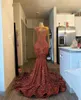 Plus -storlek Gorgeous Prom Dress for Black Girls Mesh Sleeves Sparkly Crystal Rhinestones Beading paljetter Födelsedagsfest klänning