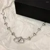 Chains South Korea's Ins Niche Double Heart-shaped 925 Sterling Silver Necklace Simple And Versatile Hypoallergenic Clavicle Chain