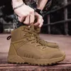 Sapatos de fitness botas militares marrons para homens exército américa caminhadas trekking combate bota tornozelo tático segurança trabalho tamanho grande