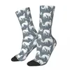 Herrensocken Vintage White Borsois Greyhound Hund Unisex Neuheit Seamless gedrucktes lustiges Crew Socken Geschenk