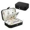 Cosmetic Bags Portable Jewelry Box Women Organizer Display Travel Case Boxes Black Color Storage Love Letter Pattern