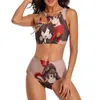 Kvinnors badkläder Sexig genshin Impact Bikini Set Female Anime Print Kawaii Swimsuit High midje Sport Plus Size Beachwear