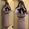 Two Piece Dress UNXX Elegant Lady Suit Set For Women Autumn Spring French Style Skirt Two-Piece Date Outfit Female 2