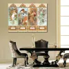 Calligraphy Handmade Oil Painting Canvas Art The Four Seasons Alphonse Mucha Artwork Classic Portrait Picture for Wall Decor High Quality