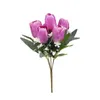 Fleurs décoratives 5 têtes tulipe artificielle bouquet de soie arrangement de fleurs faux cadeaux de fête des mères mariage salon décor à la maison