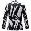 Zwart Wit Geometrische Print Pak Blazers Mannen Een Knop Notched Revers Jasje Blazer Mannen Bruiloft Tuxedo 240315