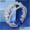 Hårklämmor Barrettes Fashion White Pearl Hoop Elegant FL Bridal pannband Tillbehör för kvinnliga flickor Headwearar CP626 Drop Delivery J Otlok