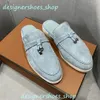 LP Slippers Summer Walk Charms украшены замшевыми тапочками Macaroon Luxe Mule обувь подлинное кожаное повседневное скольжение на квартирах женщин роскошные дизайнеры фабрика