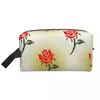 Cosmetic Bags Custom Red Rose Toiletry Bag Women Floral Pattern Makeup Organizer Lady Beauty Storage Dopp Kit Box