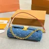 Top Sac à main de luxe Designer préféré Denim Blue Dumpling Bag Sac à main pour femme Sac sous les bras Sac à bandoulière Sac à bandoulière Portefeuille 23 cm Nutod