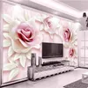 Fonds d'écran Wellyu frais et simple 3D en relief rose rose TV toile de fond personnalisé grande fresque papier peint vert papel de parede para quarto