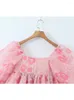 Sukienki imprezowe Yenkye Women Floral Print Księżniczka suknia balowa sukienka vintage puff rękawa wróżka mini mini