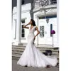 Deep V Neck Sexy Lace Appliqued Mermaid Wedding Dress African D Flowers Plus Size Open Back Bridal Gow With Sweep Train