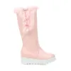 Boots Warm Pink White Snow Boots Women Winter Shoes 2023 Wedges Flats Knee High Boot Female Platform Fur Plush Long Shoes Waterproof