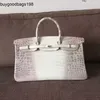 Himalayans handväskor kvinnor väskor riktig krokodil hud nile läder mode handväska vit stor kapacitet klassisk större