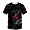 estate Fi New Red e Black graffiti graphic magliette per uomo Trend Casual Persality Hip Hop stampato manica corta Tee Top 3736 #