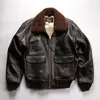 spring Fall Men American Casual G1 Aviator Clothing Multi Label Warm Removable Wool Collar Sheepskin Genuine Leather Jacket coat E1NA#