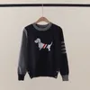 10A Höst/vinter Ny TB Academy Style Color Blocked Dog Embroidery Back Digital Round Neck Pullover Långärmad stickkläder