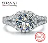 YHAMNI Echt Solide 925 Silber Hochzeit Ringe Schmuck für Frauen 2 Karat Sona CZ Diamant Verlobungsringe Zubehör XMJ5107220844