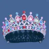 Hair Clips Baroque Crown Crystal Wedding Bridal Tiara Diamante Colorful Color Pageant Prom Bride Jewelry Accessories