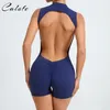 Active Sets CALOFE Stretch Bodysuit Gym Clothes Seamless Push Up Sportswear Jumpsuit Sweat Suit Set Womens Fitness Workout Dance Belly