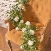 Décoration PARTY JOY Fleurs Artificielles Soie Rose Gypsophile Guirlande Faux Eucalyptus Vigne Plantes Suspendues pour Mariage Maison Fête Artisanat Décor