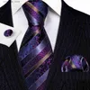 Neck Ties Designer Silk Mens Ties Set Purple Striped Flower Red Blue Green Black Necktie Pocket Square Cufflinks Weddiing BarryWang 6320 Y240325