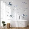 Stickers Ocean World muurstickers aquarel haai muurtattoo Undersea World sticker voor kinderkamer slaapkamer wanddecoratie sticker