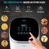 Bear Air Fryer, kvarts (ungefär 5,3 liter) 8-i-1 snabb oljefri hälsosam kost, lätt att se, intelligent digital pekskärm, diskmaskin tvättbar non